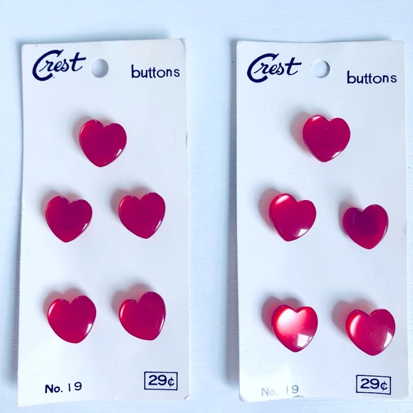 VTG 40’s red heart shank buttons 1/2” 10 - Picture 2 of 7